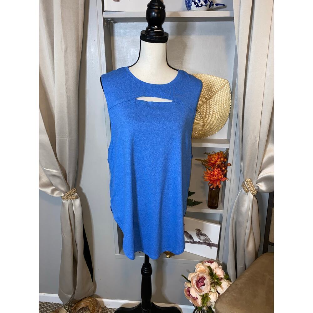 BCG Blue size XL Longer Length Cutout Front Gym Workout Top GUC - Picture 4 of 11